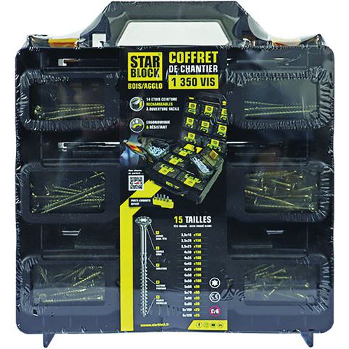 Assortimentskoffer 1350 Hout/spaanplaatschroef Rvs Torx - Starblock