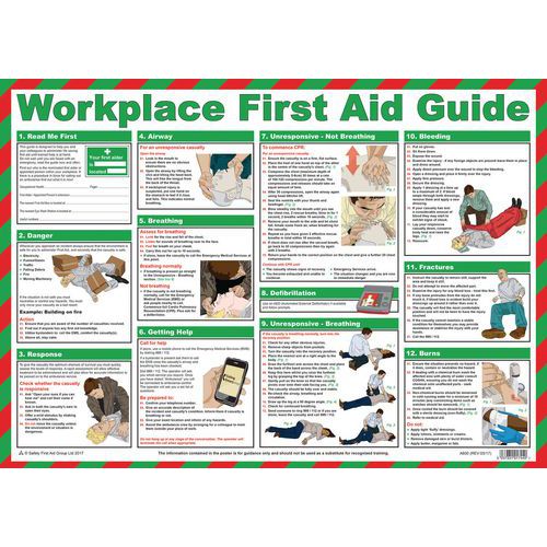 Affiche des premiers secours - Guide pour lieu de travail Affiche des premiers secours - Guide pour lieu de travail