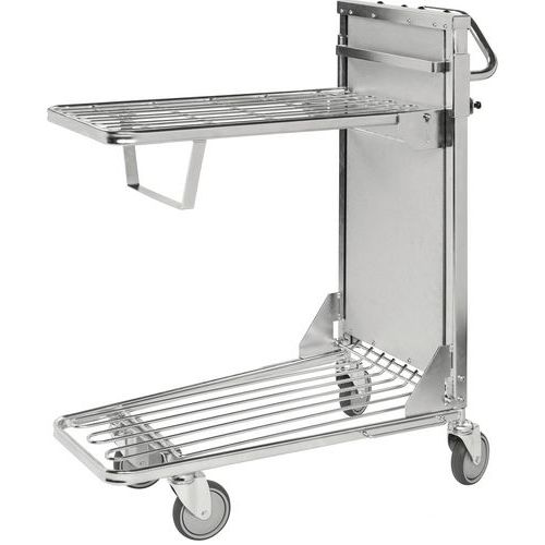 Chariot à plateaux ergonomique 960x530 4 roues pivotantes avec frein Chariot à plateaux ergonomique 960x530 4 roues pivotantes avec frein