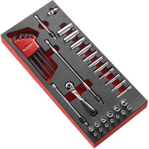 Handdoppenset 6 kant 1/4 inch met ratel Handdoppenset 6 kant 1/4 inch met ratel