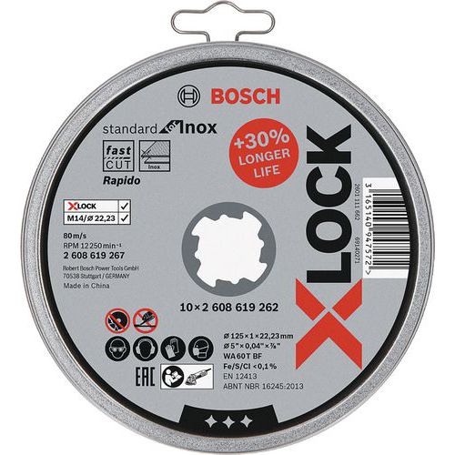 Disques à tronçonner droits X-LOCK pour inox - Bosch Disques à tronçonner droits X-LOCK pour inox - Bosch