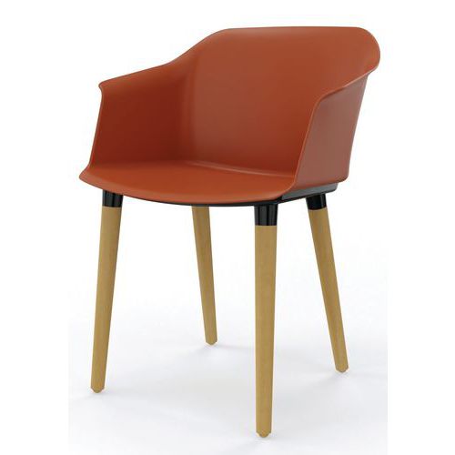 Multifunctioneel stoel Scott recycled polypropyleen houten poten - Eol Multifunctioneel stoel Scott recycled polypropyleen houten poten - Eol