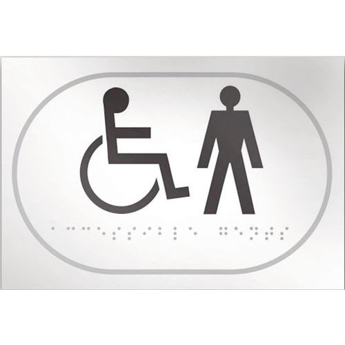 Panneau picto handicapé + homme en relief et en braille Panneau picto handicapé + homme en relief et en braille