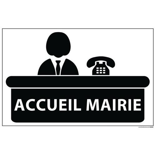 Signalétique information accueil mairie+ symbole fond blanc 300 x 200 mm Signalétique information accueil mairie+ symbole fond blanc 300 x 200 mm