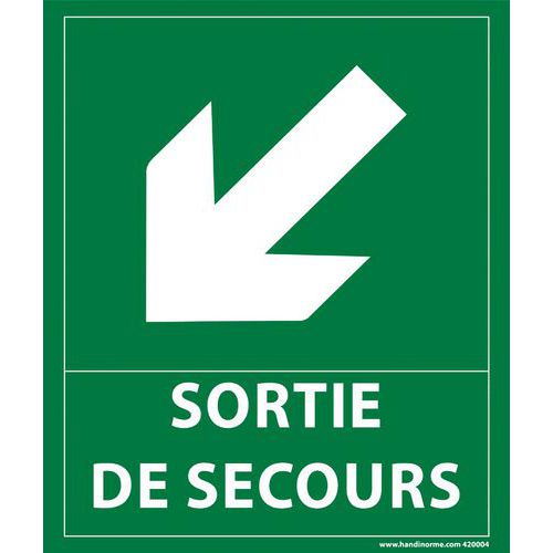 Bord pijl linksonder SORTI DE SECOURS Bord pijl linksonder SORTI DE SECOURS