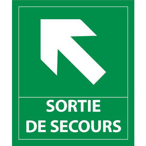 Bord pijl linksboven of rechtsboven 300 x 250 mm SORTI DE SECOURS Bord pijl linksboven of rechtsboven 300 x 250 mm SORTI DE SECOURS