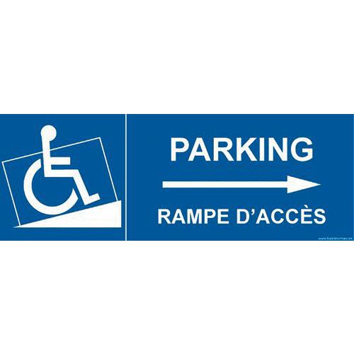 Signalisation handicapé parking rampe accès flèche droite Signalisation handicapé parking rampe accès flèche droite