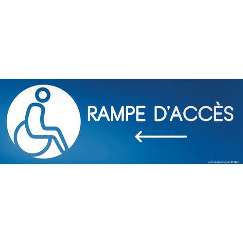 Design bord RAMPE D'ACCES pijl naar links + picto mindervaliden