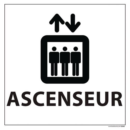 Bord ASCENSEUR witte achtergrond vinyl 250 x 250 mm Bord ASCENSEUR witte achtergrond vinyl 250 x 250 mm