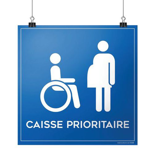Hangbord CAISSE PRIORITAIRE voor rolstoelgebruiker, zwanger Hangbord CAISSE PRIORITAIRE voor rolstoelgebruiker, zwanger