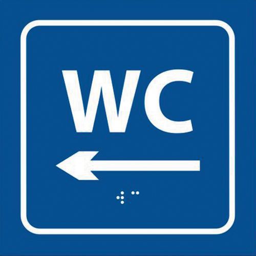 Panneau en relief et en braille WC flèche gauche Panneau en relief et en braille WC flèche gauche