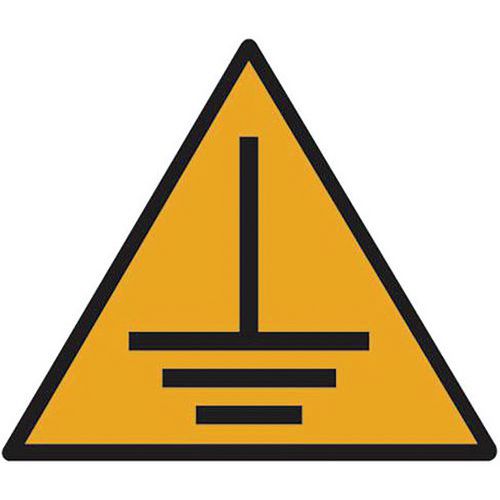 Panneau danger - Mise à la terre - Aluminium - 200 mm Panneau danger - Mise à la terre - Aluminium - 200 mm