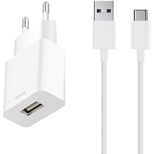 USB-netstroomlader + kabel van 1 m voor snelladen type C - Moxie USB-netstroomlader + kabel van 1 m voor snelladen type C - Moxie
