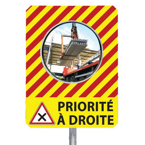 Spiegel voor tijdelijke bouwplaats met opschrift voor de veiligheid - Kaptorama