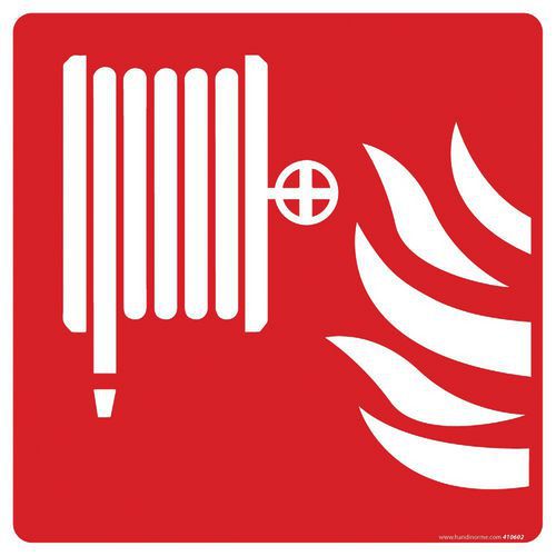 Bord vierkant brandslang met vlam