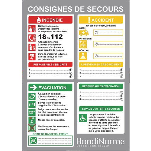 Poster consignes de secours Poster consignes de secours