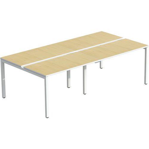 Bureau droit partagé plateau hêtre- 4 pôles - Meet By Paperflow