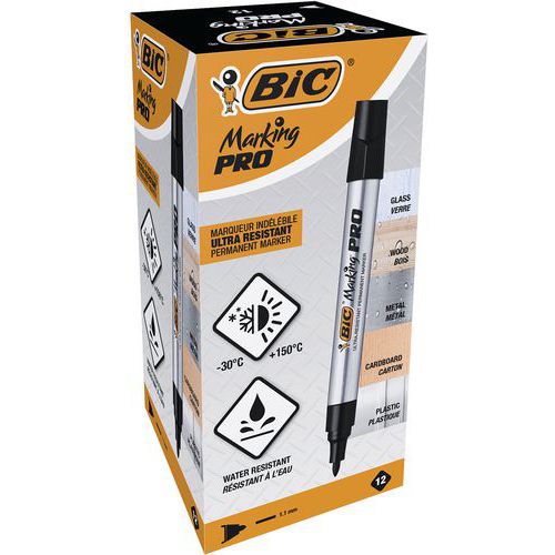 Markeerstift Marking Pro permanent - ronde punt - doos met 12 pennen - Bic Markeerstift Marking Pro permanent - ronde punt - doos met 12 pennen - Bic