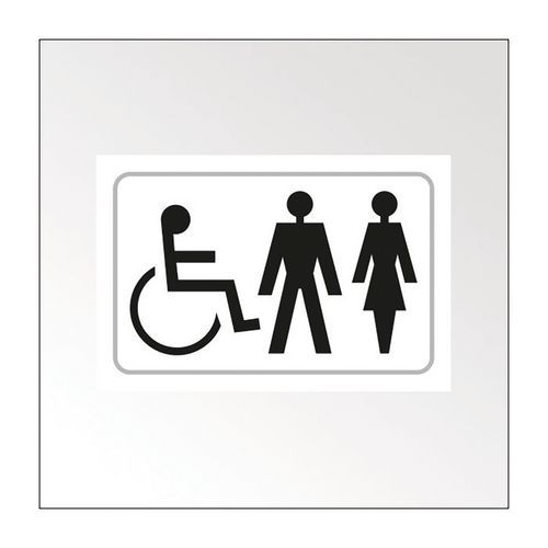 Informatiebord voor rolstoelgebruiker+man+vrouw in relief en braille kleur blauw Informatiebord voor rolstoelgebruiker+man+vrouw in relief en braille kleur blauw