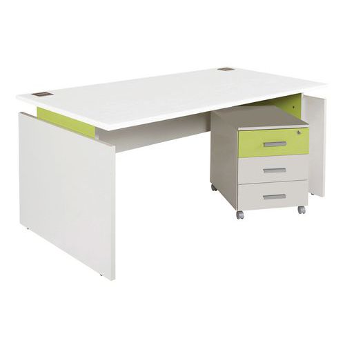 Pack bureau droit Linéo Blanc + caisson mobile Simmob Pack bureau droit Linéo Blanc + caisson mobile Simmob