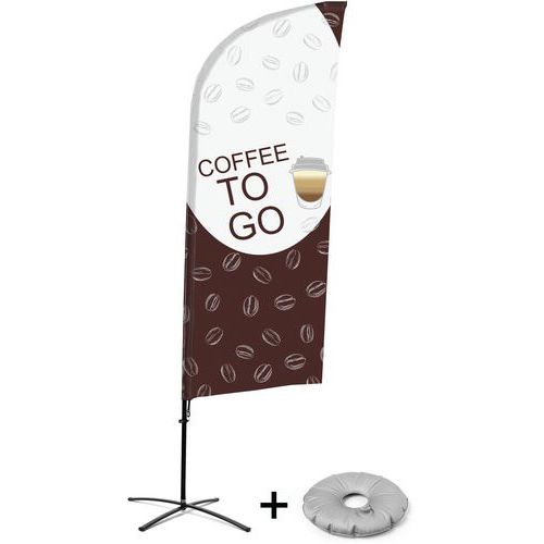 Beach Flag Alu Wind - compleet - Coffee To Go - kruisvoet - Showdown. Beach Flag Alu Wind - compleet - Coffee To Go - kruisvoet - Showdown.