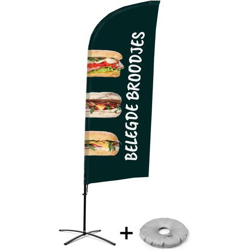 Beach Flag Alu Wind compleet - Belegde broodjes - kruisvoet. Beach Flag Alu Wind compleet - Belegde broodjes - kruisvoet.