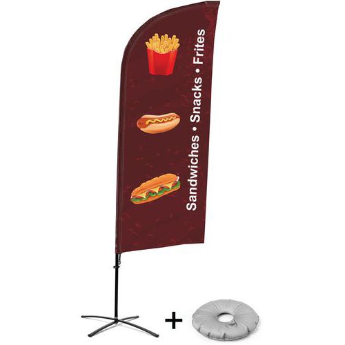 Beach flag avec pied en croix Snacks - Anglais - Showdown Displays Beach flag avec pied en croix Snacks - Anglais - Showdown Displays