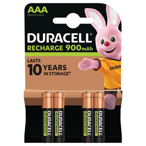 Oplaadbare batterij 900 mAh AAA LR3 - Set van 4 - Duracell Oplaadbare batterij 900 mAh AAA LR3 - Set van 4 - Duracell
