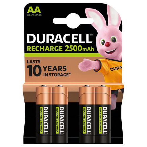 Oplaadbare batterij 2500 mAh AA LR6 - Set van 4 - Duracell Oplaadbare batterij 2500 mAh AA LR6 - Set van 4 - Duracell