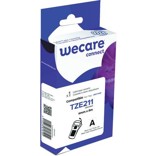 Tapecassette voor labelprinter Brother - Breedte 6 mm - Wecare