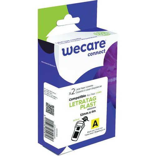 Tapecassette voor labelprinter Dymo - 12 mm - Set van 2 - Wecare