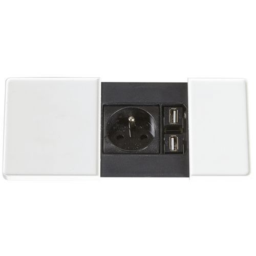 Elektriciteitskast 1 220-aansluiting + 2 USB-aansluitingen, lader, wit Elektriciteitskast 1 220-aansluiting + 2 USB-aansluitingen, lader, wit
