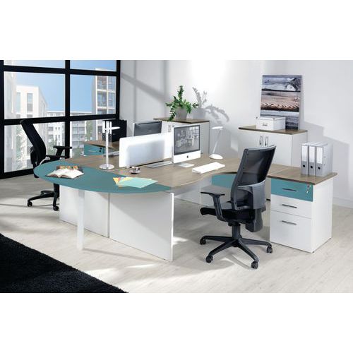 Caisson hauteur bureau Linéo Chêne Gris Simmob Caisson hauteur bureau Linéo Chêne Gris Simmob