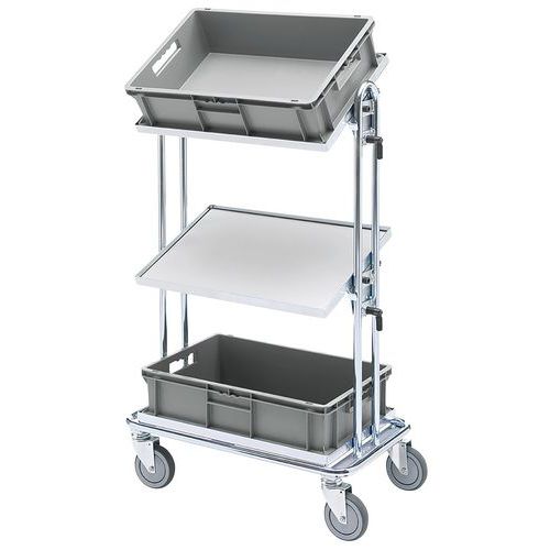 Wagen met kantelbare plateaus - draagvermogen 100 kg Wagen met kantelbare plateaus - draagvermogen 100 kg