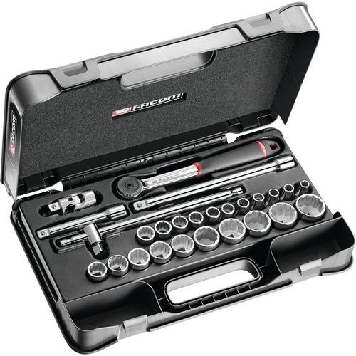 Dopsleutelset 1/2″, 12-kant, metrisch Dopsleutelset 1/2″, 12-kant, metrisch