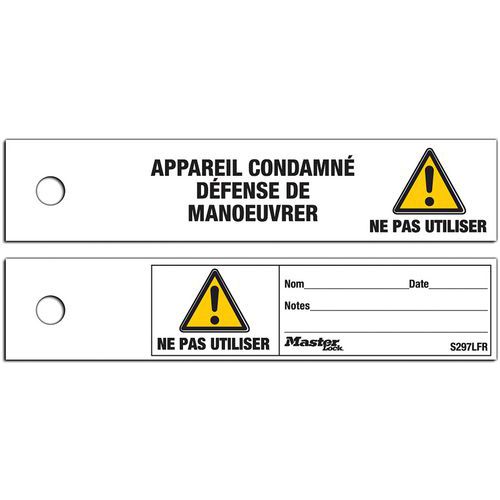Étiquette de consignation - Lot de 100 - Master Lock Étiquette de consignation - Lot de 100 - Master Lock