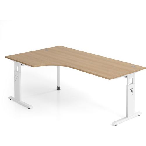 Mcbuero.de Winkeltisch C-Fuß 200x120cm 90 Grad Eiche/Weiß