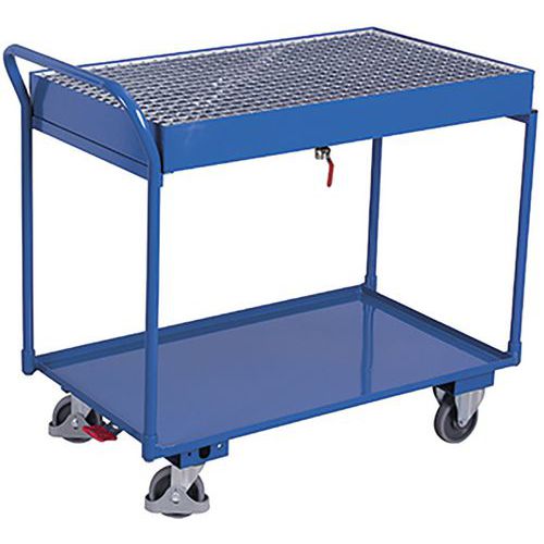 Tafelwagen met 2 laadvlak en verzinkt rooster Tafelwagen met 2 laadvlak en verzinkt rooster