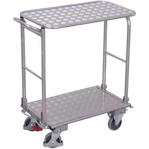 Chariot en aluminium dossier repliable à 2 étages Chariot en aluminium dossier repliable à 2 étages