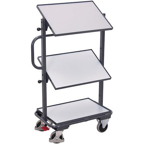 Chariot ESD porte-bacs standards avec 3 étagères ESD inclinés Chariot ESD porte-bacs standards avec 3 étagères ESD inclinés