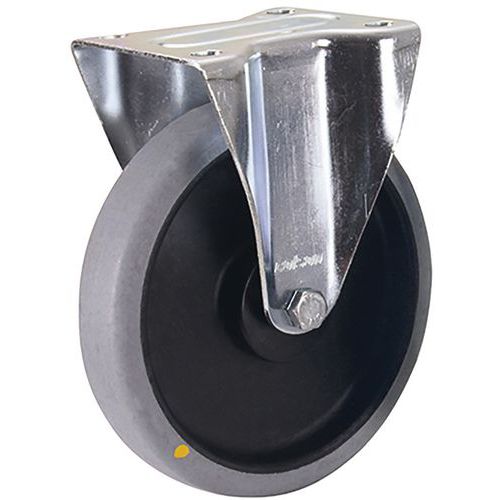 Roulette fixe en caoutchouc plein ESD, 200 x 40 mm, gris Roulette fixe en caoutchouc plein ESD, 200 x 40 mm, gris