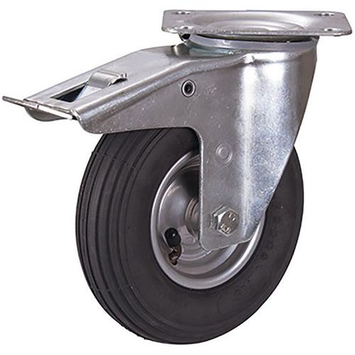 Zwenkwiel met luchtbandrem 200 x 50 mm zwart Zwenkwiel met luchtbandrem 200 x 50 mm zwart