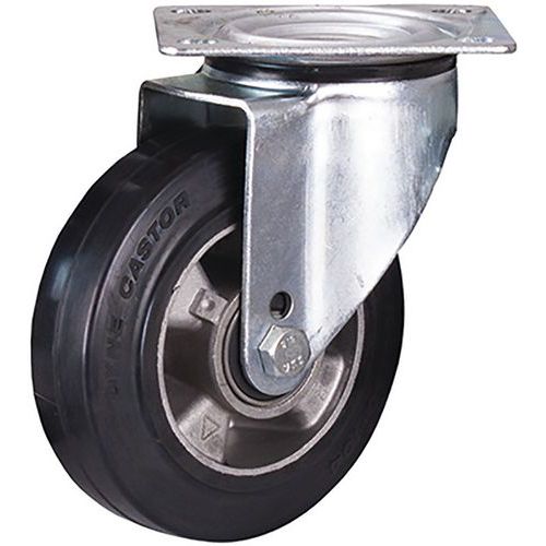 Roulette pivotante en caoutchouc élastique plein, 160 x 50 mm, noir Roulette pivotante en caoutchouc élastique plein, 160 x 50 mm, noir