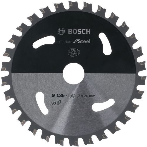Cirkelzaagblad voor accu-ijzerzagen, Asgat Ø: 20 mm, Ø: 13.6 cm, Aantal tanden: 30, Materiaal: Staal