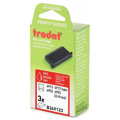Kartonnen verpakking met 3 cassettes 6/4912 - Rode inkt- Trodat Kartonnen verpakking met 3 cassettes 6/4912 - Rode inkt- Trodat