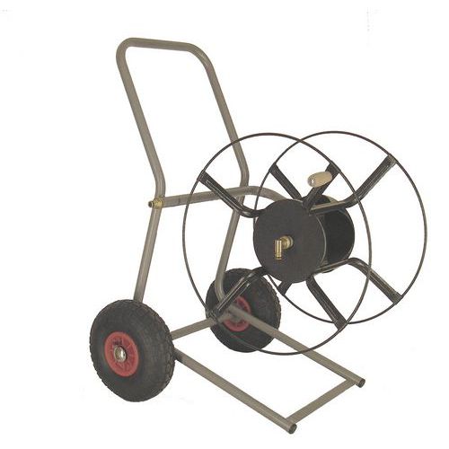 Dévidoir métal nu sur roues pour tuyau d'arrosage 120m Dévidoir métal nu sur roues pour tuyau d'arrosage 120m
