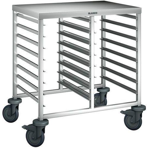 Chariots échelles à glissières en 2 parties avec plan de travail Chariots échelles à glissières en 2 parties avec plan de travail