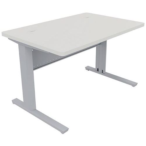 ADEMA+ Bureau 80x80 cm plateau méla Blanc/piétement argent ADEMA+ Bureau 80x80 cm plateau méla Blanc/piétement argent