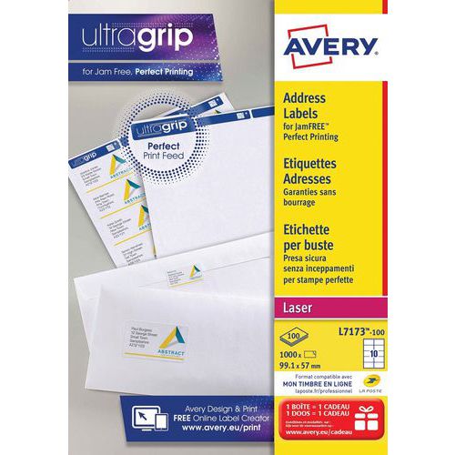 Avery Adresetiket Ultragrip - Voor Laserprinter