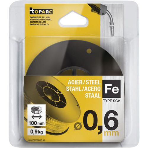 Massief staaldraad G3Si1 / ER70S-6 met S100 coil / 0,9 kg Massief staaldraad G3Si1 / ER70S-6 met S100 coil / 0,9 kg